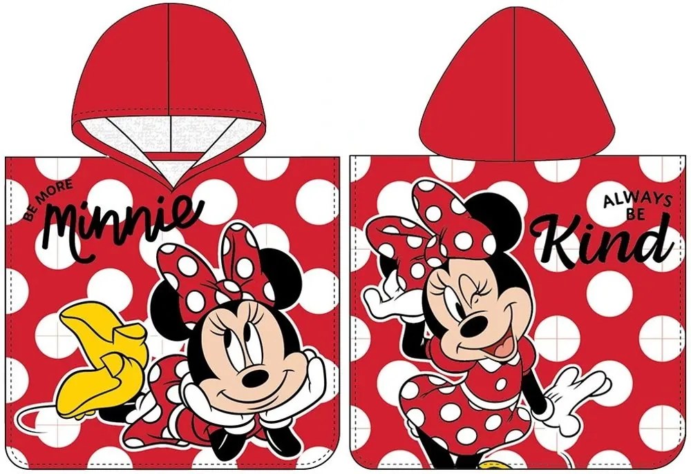 Dievčenské plážové pončo Minnie Mouse - motív Always be kind - 100% bavlna - rozmer 50 × 115 cm - pre deti od 3 do 6 rokov