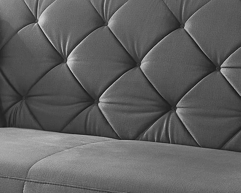 Pohovka s prešitím Leeds, šedá zamatová látka