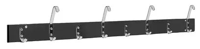 Nástenný vešiak STADIUM, 8 háčikov, 1500 mm, čierny