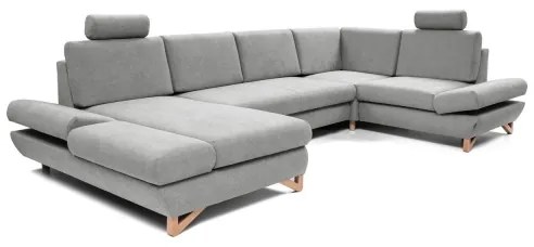 Rozkladacia rohová čalúnená sedacia súprava AVESTA v tvare U, sivá, s úložným priestorom