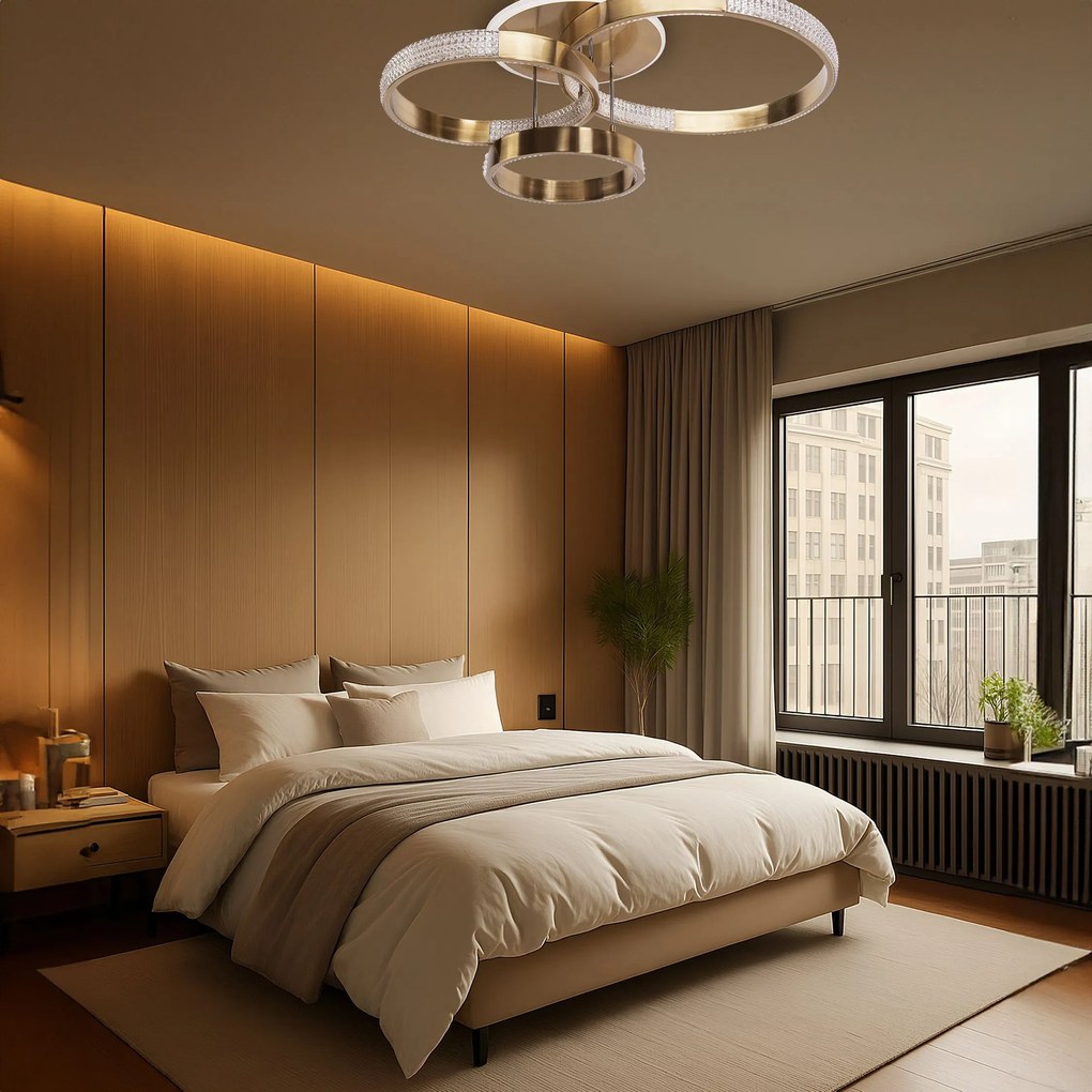 Toolight Toolight, LED stropné svietidlo 68x40cm, 42W, 4000K, 3000lm + diaľkové ovládanie, G004-C, zlatá matná, OSW-09745