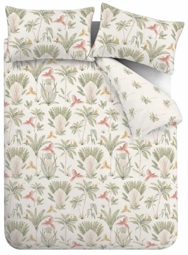 Béžové predĺžené obliečky na dvojlôžko 230x220 cm Paradiso Palm – Catherine Lansfield
