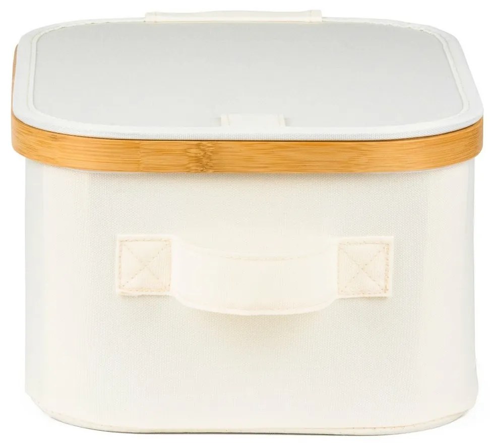 Úložný box G21 24 x 30 x 15 cm, bambusový s vekom, béžový