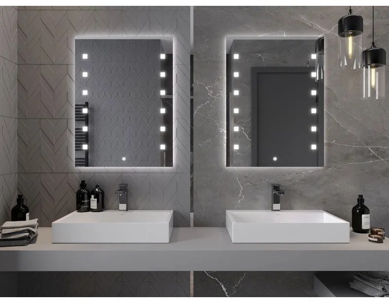 Mexen Ner, LED kúpeľňové zrkadlo s podsvietením 60x80 cm, 6000K, ochrana proti zahmlievaniu, 9809-060-080-611-00