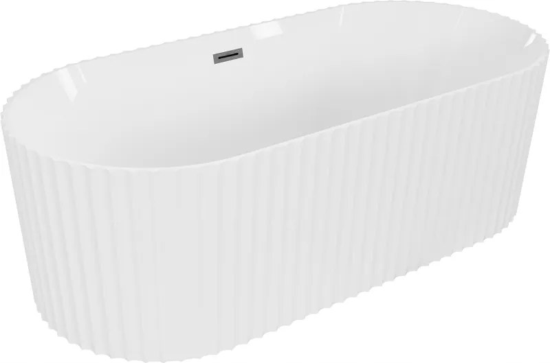 Mexen Paola voľne stojaca vaňa, 170x80 cm, biela lesklá, ryhovaná