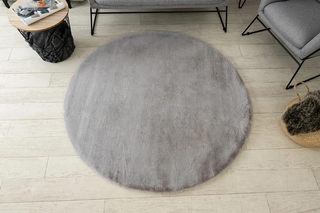 Okrúhly koberec BUNNY strieborná, imitácia králičej kožušiny Veľkosť: 140cm - kruh