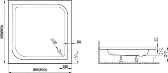 Polimat Štvorcová akrylátová sprchová vanička Tenor 1 80x80 (90x90) POLIMAT-Farba: Biela, POLIMAT-Rozmery: 80x80