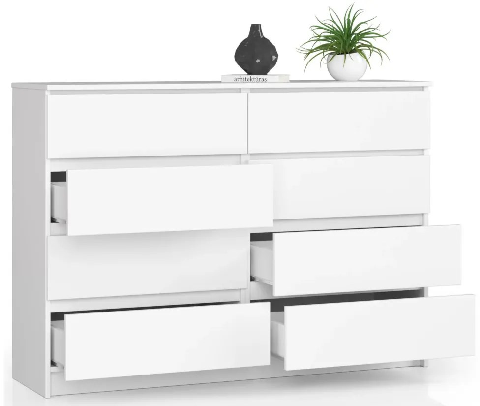 Komoda ARMARIA K140 8SZ, 138x99x40, biela