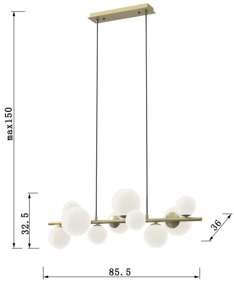 ONLI - Luster na lanku PALOMA 10xG9/3W/230V zlatý
