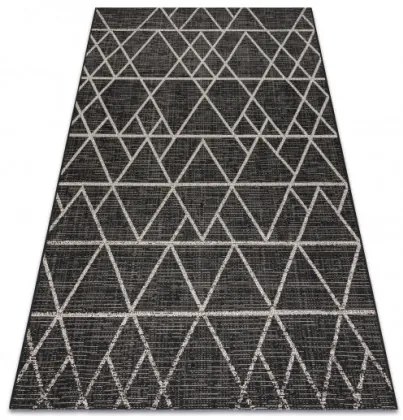 Koberec Šnúrkový SIZAL FLOORLUX 20508 čierno / strieborný Trojuholníky