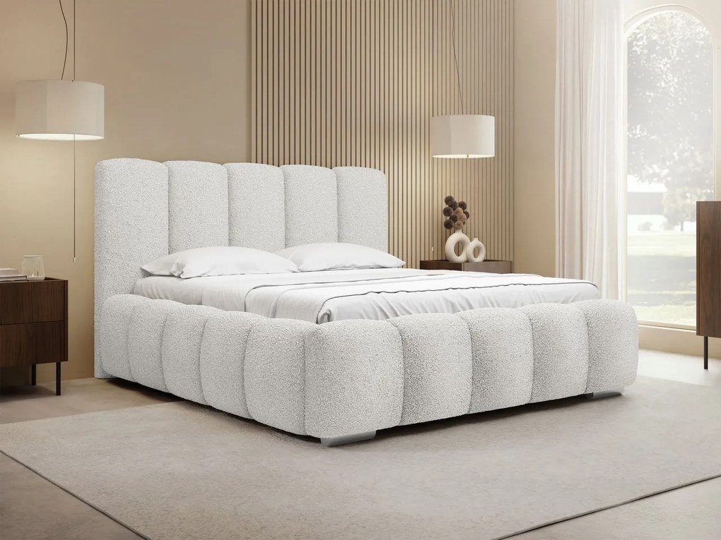 Čalúnená manželská posteľ Lisko Boucle, Rozmer postele: 180x200, Farby: Abriamo 07