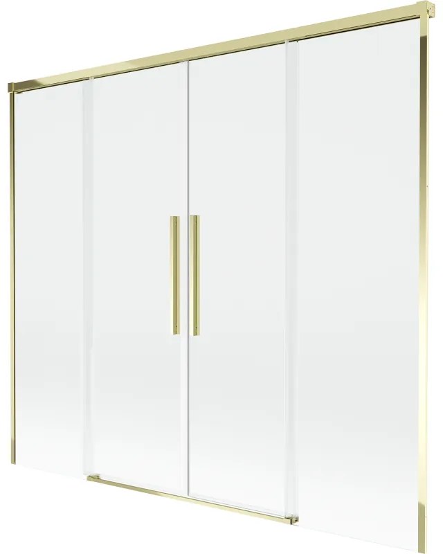 Mexen Rox, 2-krídlová posuvná vaňová zástena 180 x 150 cm, 8mm číre sklo, zlatý lesklý profil, 8C9-180-002-50-00