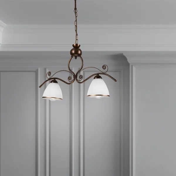 Luster na reťazi RETRO 2xE27/60W/230V medená/patina