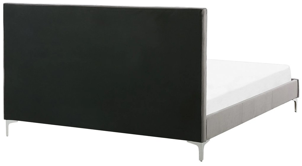 Zamatová posteľ 140 x 200 cm sivá AMBERT Beliani