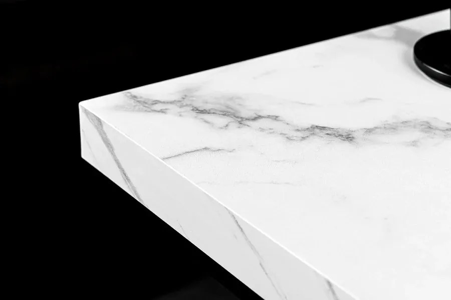 Dizajnový konferenčný stolík Haines 45 cm vzor biely mramor