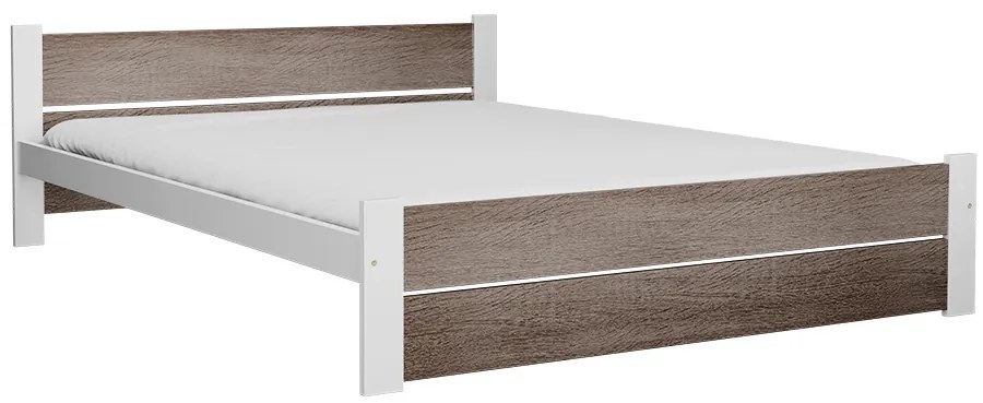 Posteľ IKAROS DOUBLE 180 x 200 cm, biela/dub hľuzovka Rošt: S lamelovým roštom, Matrac: Matrac DELUXE 10 cm
