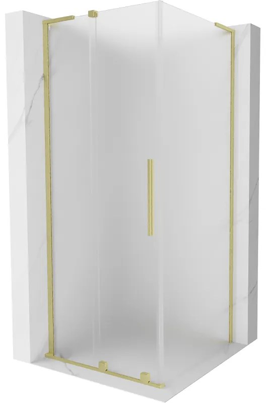 Mexen Velar L, sprchový kút s posuvnými dverami 90 x 90 cm, 8mm sklo námraza, zlatá matná, 871-090-090-33-55