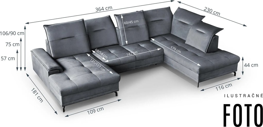 Sedacia súprava BRUNO v tvare U