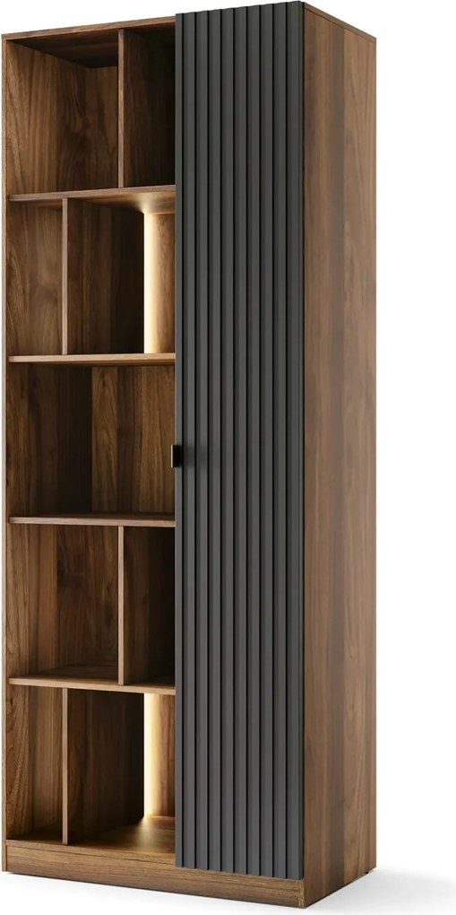 Vitrína s LED osvětlením Radium 16 86 cm ořech Columbia/černá