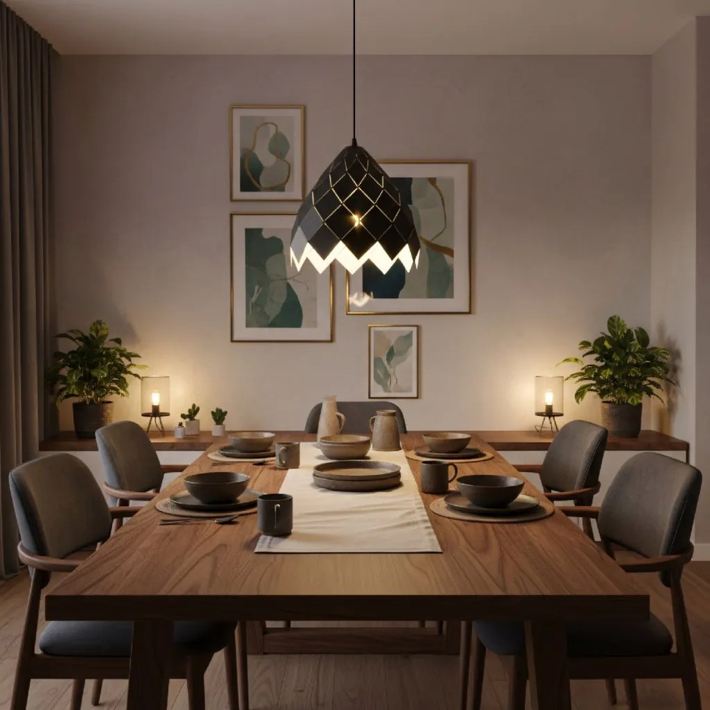 Toolight Toolight, závesná kovová stropná lampa 1xE27 APP338-1CP, čierna, OSW-05019