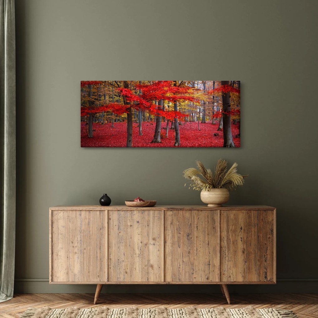 Obraz - Červený les (120x50 cm)