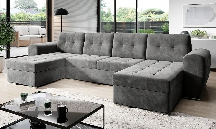 Rohová sedačka s funkciou spania Bari U do obývacej izby, velúr