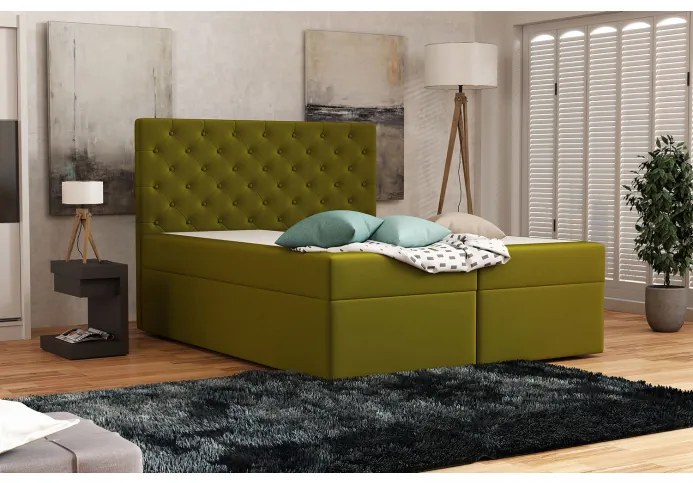 Elegantná čalúnená posteľ 120x200 ALLEFFRA - zelená