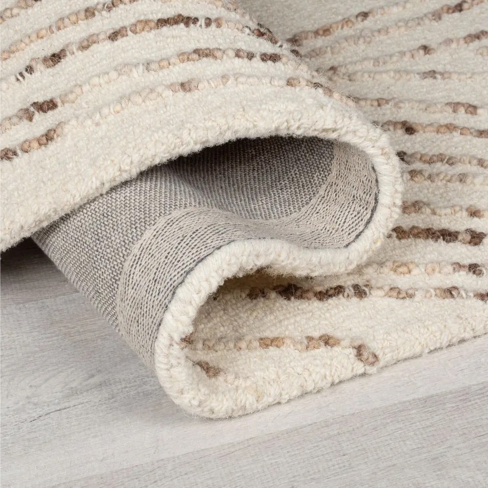 Hnedo-krémový vlnený koberec 160x230 cm Abstract Swirl – Flair Rugs
