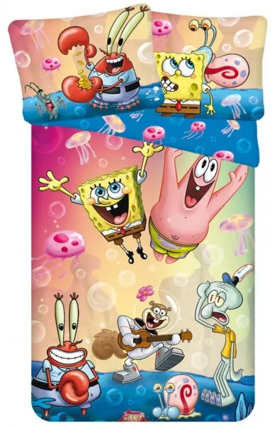 Detské obliečky z mikrovlákna SPONGEBOB PARTY farebné Rozmer obliečky: 70 x 90 cm | 140 x 200 cm