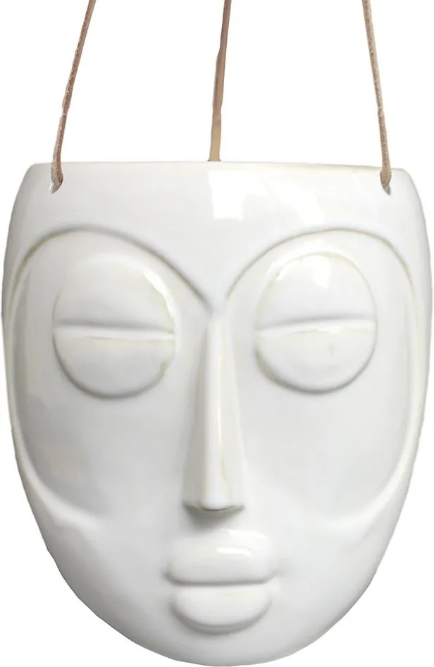 Sada 3 ks Biely závesný kvetináč Mask 16,5 × 13,6 × 17,9 cm, 66 cm