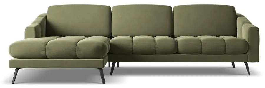 Zelená zamatová rohová pohovka (ľavý roh) Nalu – Makamii