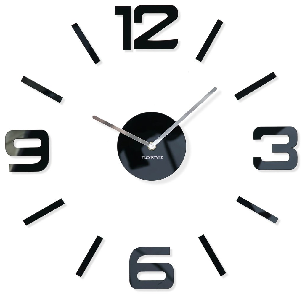 3D Nalepovacie hodiny DIY Admirable Sweep z54g-1, čierne 50-75cm