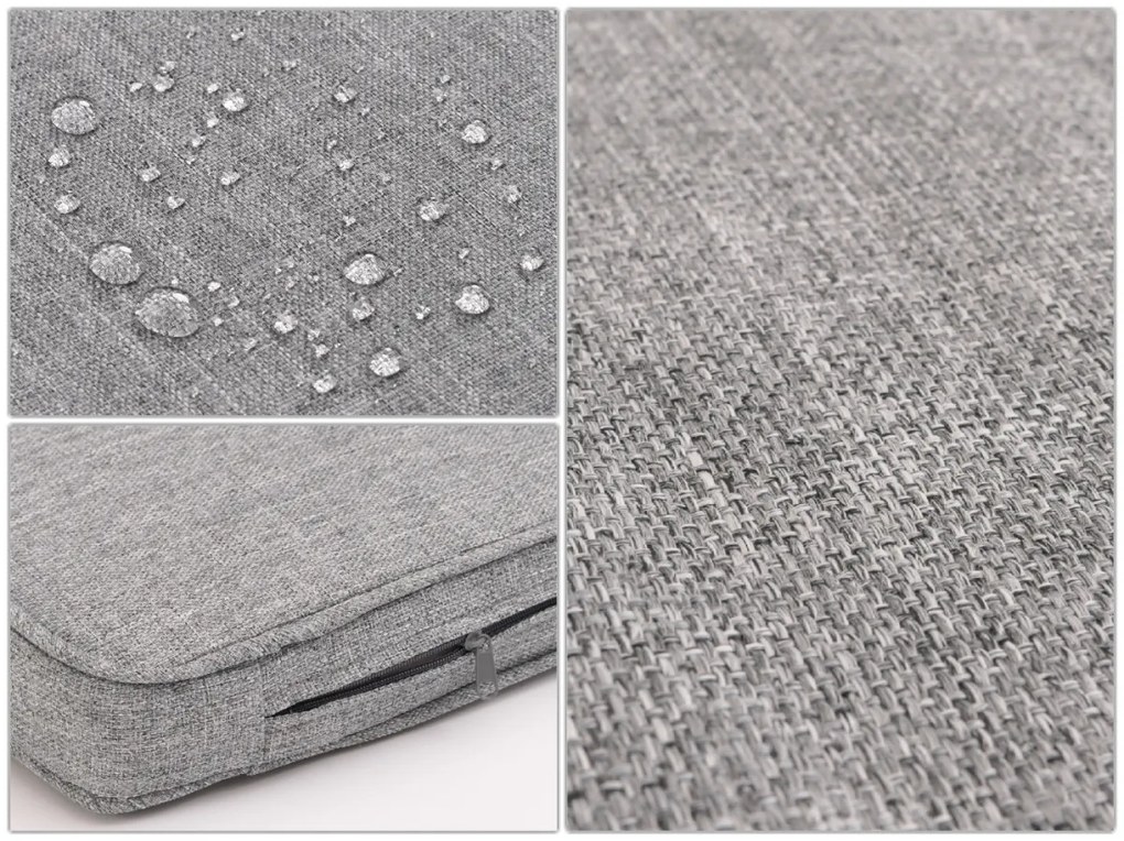 Záhradná súprava 2 kresiel, pohovky a stolíka HWC-N46, akáciové drevo - sivé vankúše