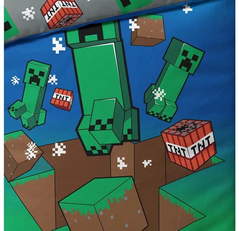 TipTrade Bavlnené obliečky 140x200 + 70x90 cm - Minecraft Creeper explode