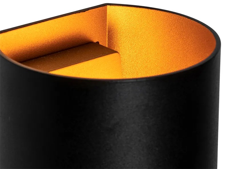 Moderná nástenná lampa čierna s mosadzou - Sabbio