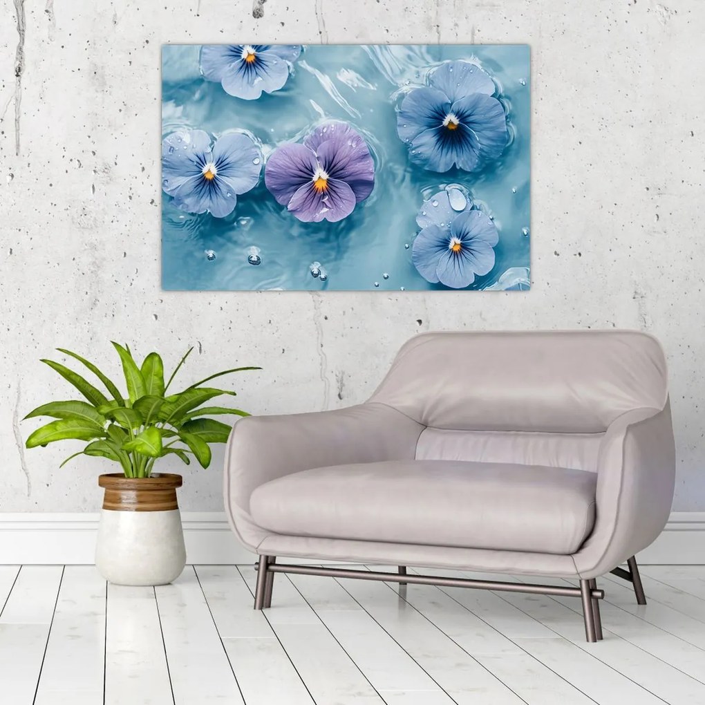 Obraz - Fialky vo vode (90x60 cm)