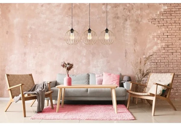 Luster na lanku MATT 3xE27/60W/230V čierna/zlatá