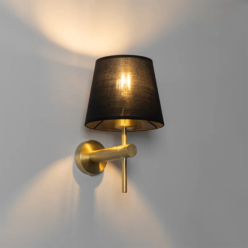Moderná nástenná lampa mosadz s čiernou - Pluk