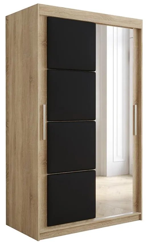 Skriňa Tapi 120 Dub Sonoma/Čierna ekokoža