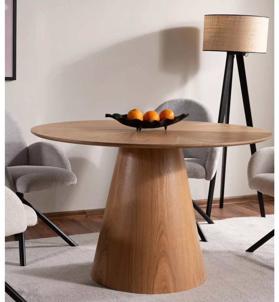 Okrúhly jedálenský stôl ANGEL 120x120 cm, dekor dub