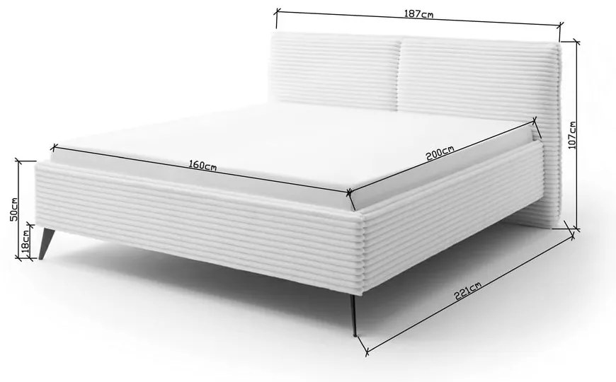 Béžová čalúnená dvojlôžková posteľ s úložným priestorom s roštom 160x200 cm Matera – Meise Möbel