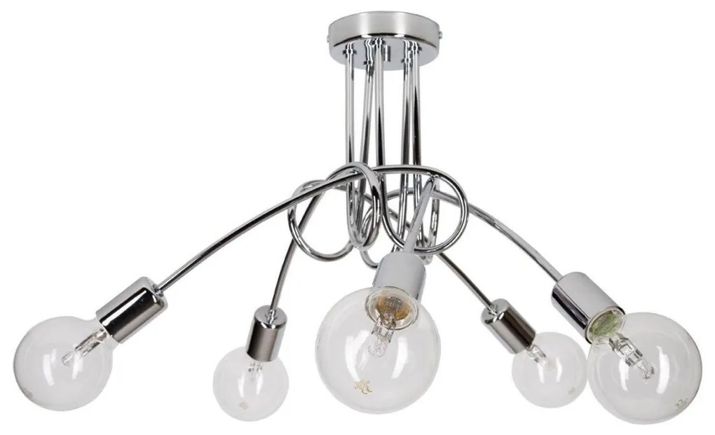 Stropné svietidlo Edison 5, chrómové telo svietidla