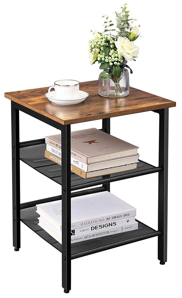 Odkladací stolík Vasagle Bled v retro štýle hnedý/čierny