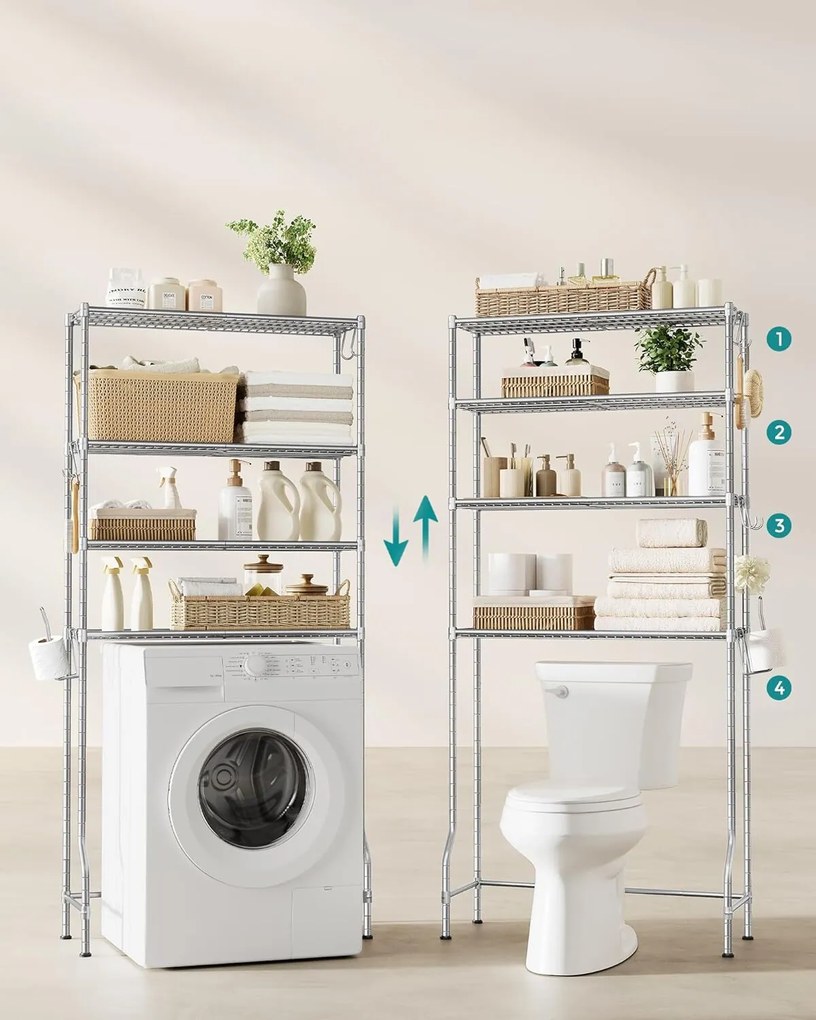 Kúpeľňový regál MULTA strieborný