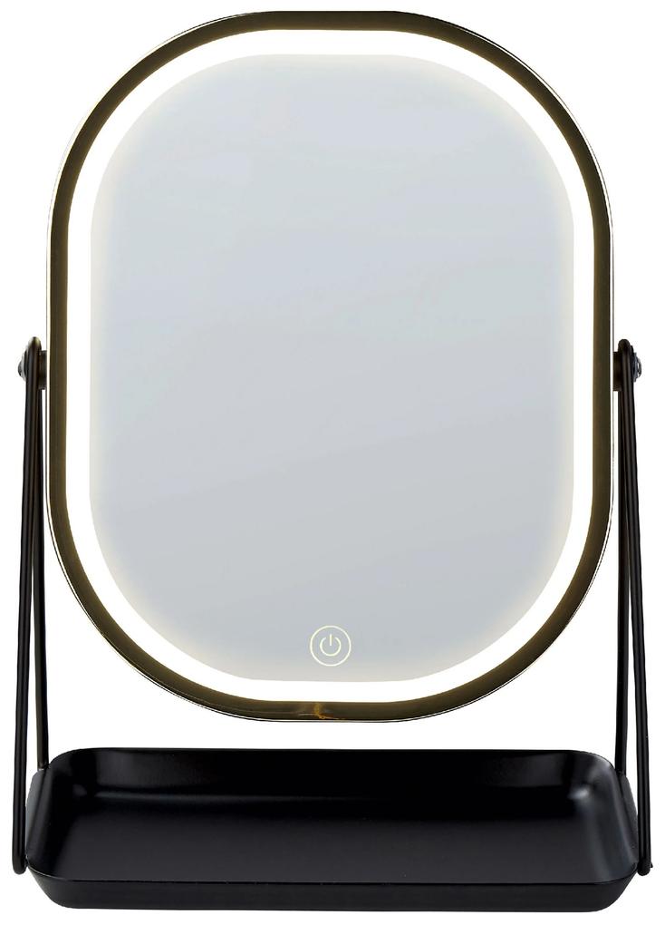Kozmetické LED zrkadlo 20 x 22 cm zlatá/čierna DORDOGNE Beliani