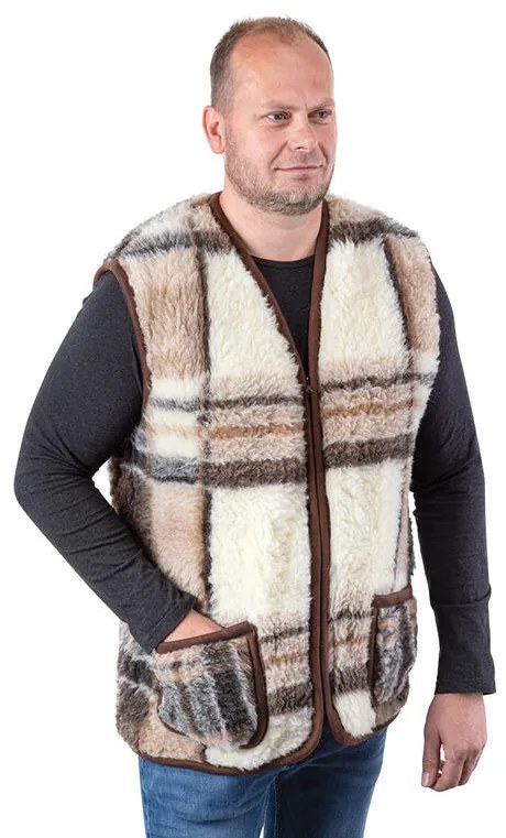 Pánska vesta z ovčieho rúna KÁRO veľ. 3XL