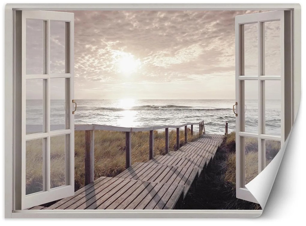 Gario Fototapeta Okno - mólo na pláži Materiál: Vliesová, Rozmery: 210 x 150 cm