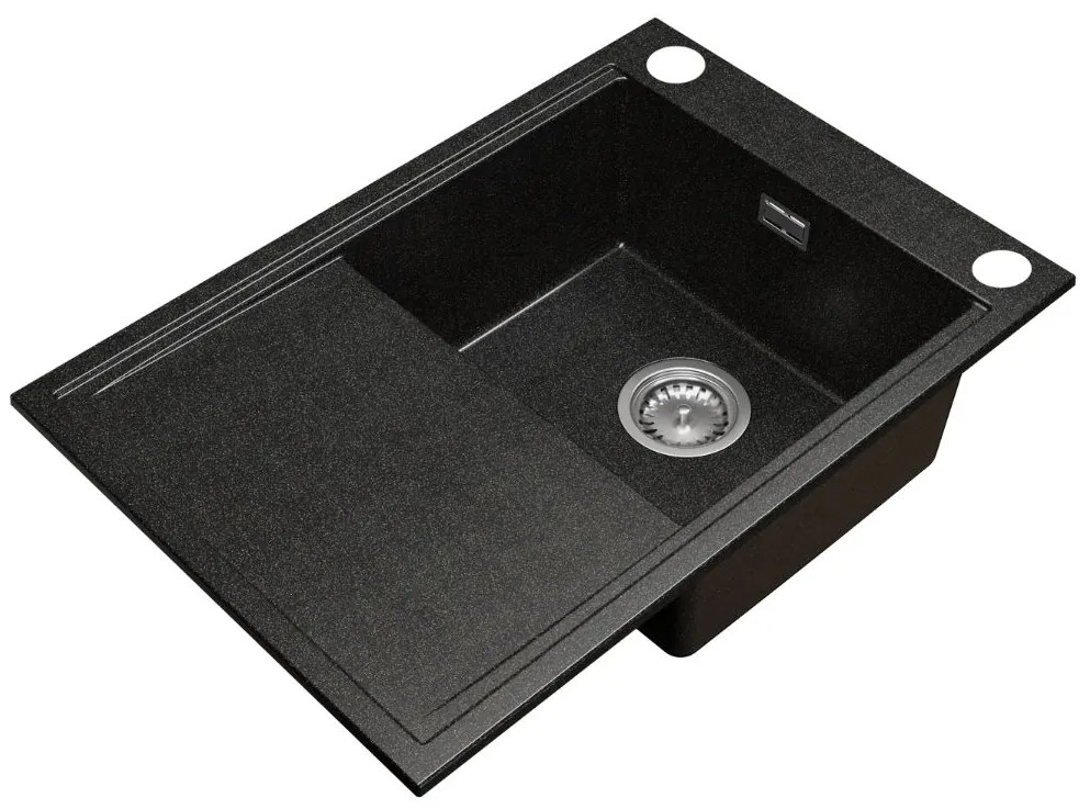 Gamma Design 7050, 1-komorový granitový drez 700x480x205 mm, čierna so zlatými bodmi, GMA-ZLE000131