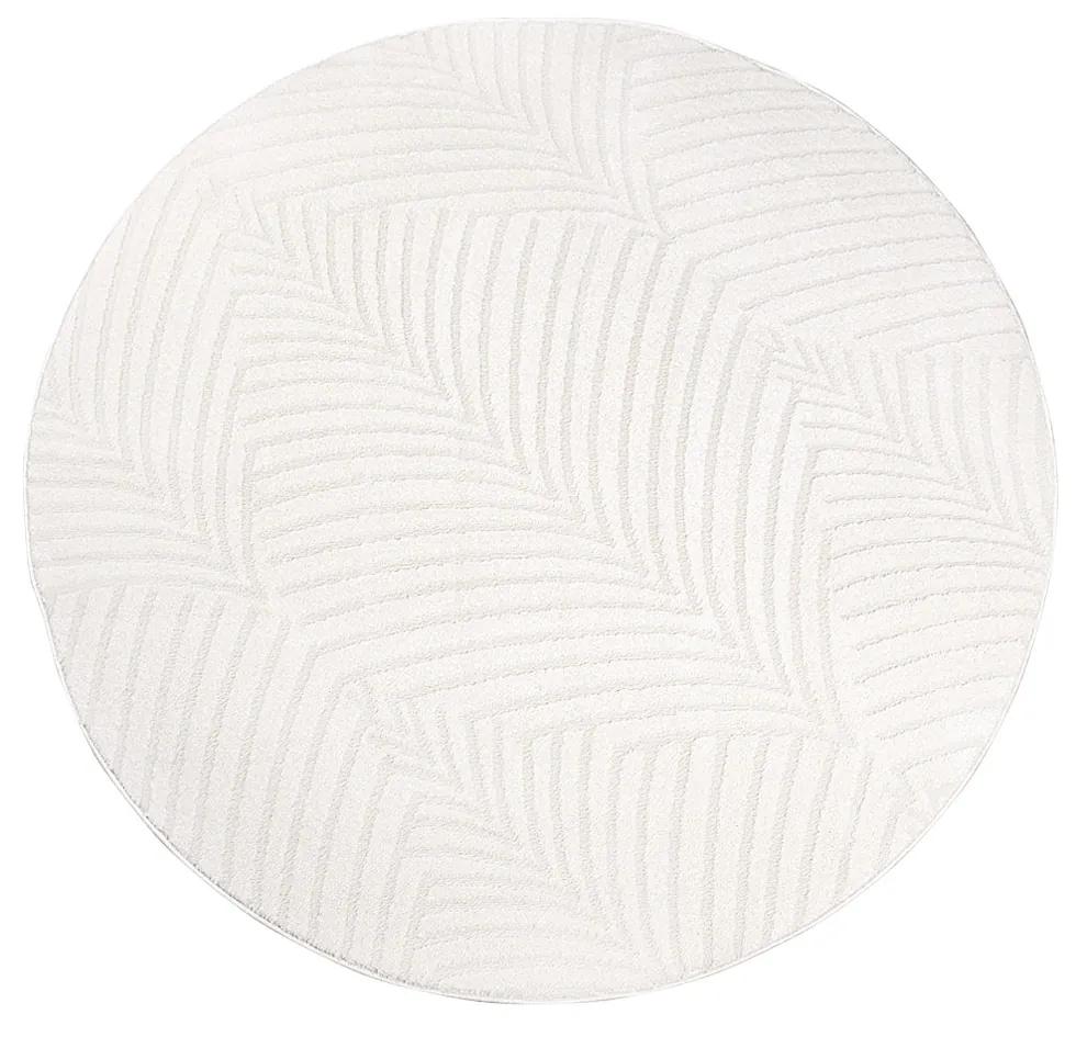 Dekorstudio Okrúhly jednofarebný koberec FANCY 648 -  smotanovo biely Priemer koberca: 200cm