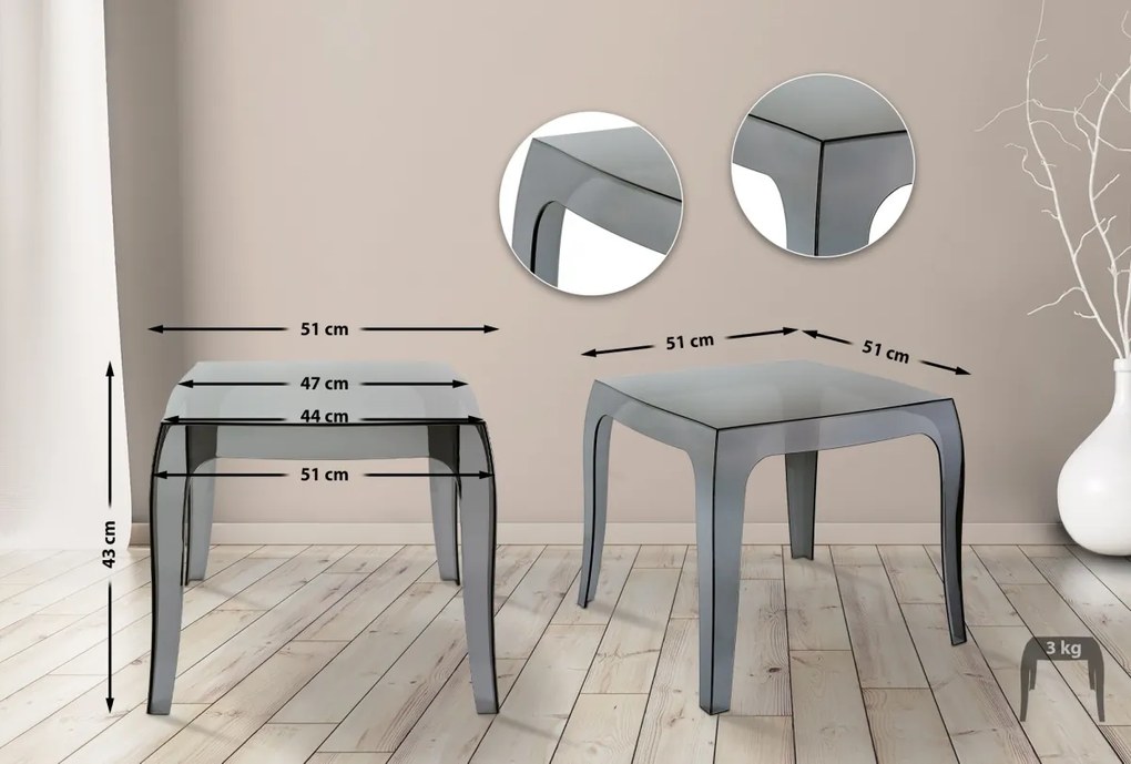 Stôl Queen - v43 x 50 x 50 cm - Čierna